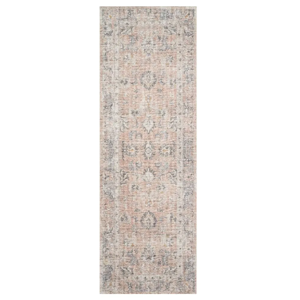 Lysanth Runner Floral Patterned Rug - Pink, Polyester