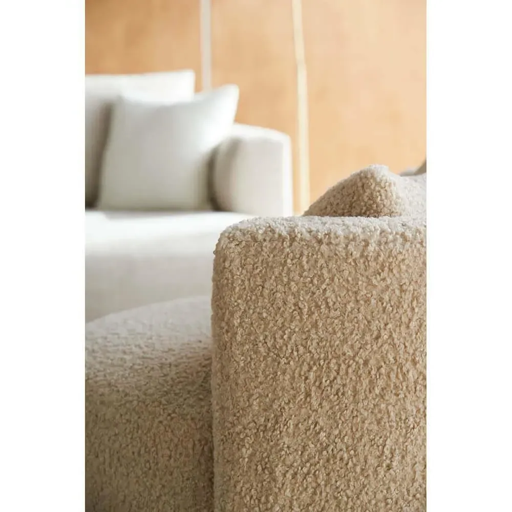 Lyzander Swivel Barrel Chair with Pillow - Beige, Shearling