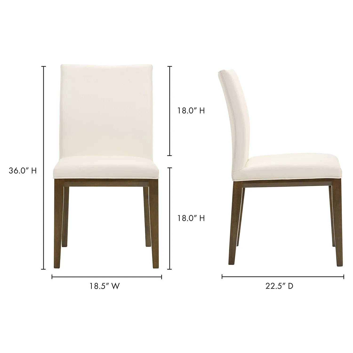 Mabel Dining Side Chair Set of 2 - White, Leather