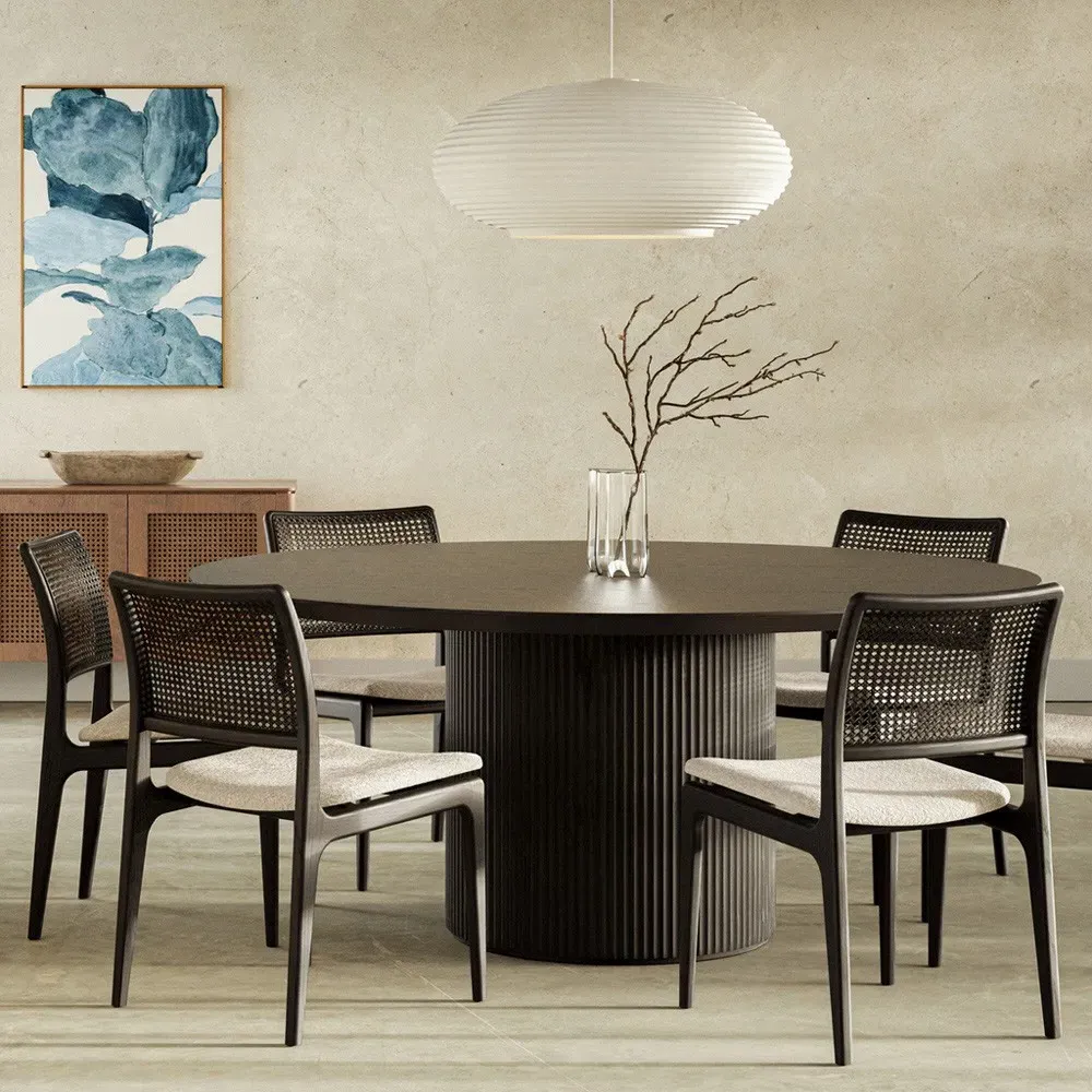 Mabel Round Dining Table - Black, Oak