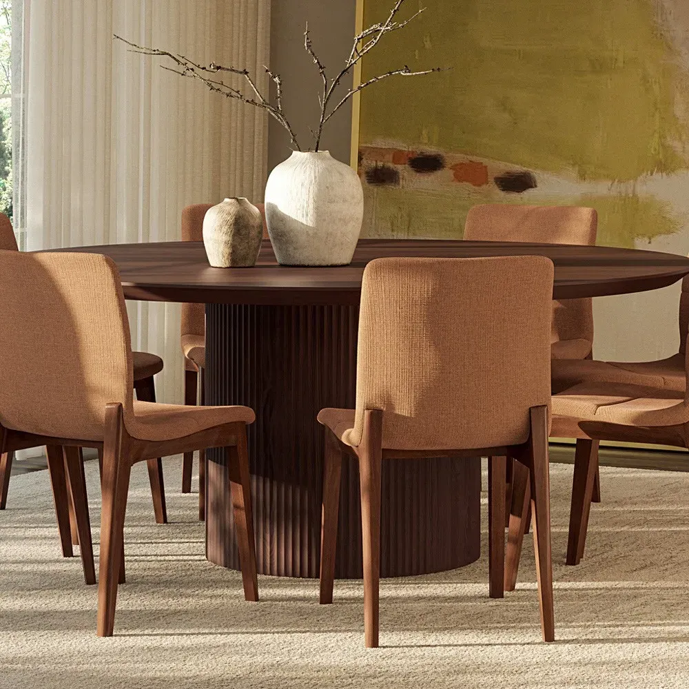 Mabel Round Dining Table - Brown, Oak