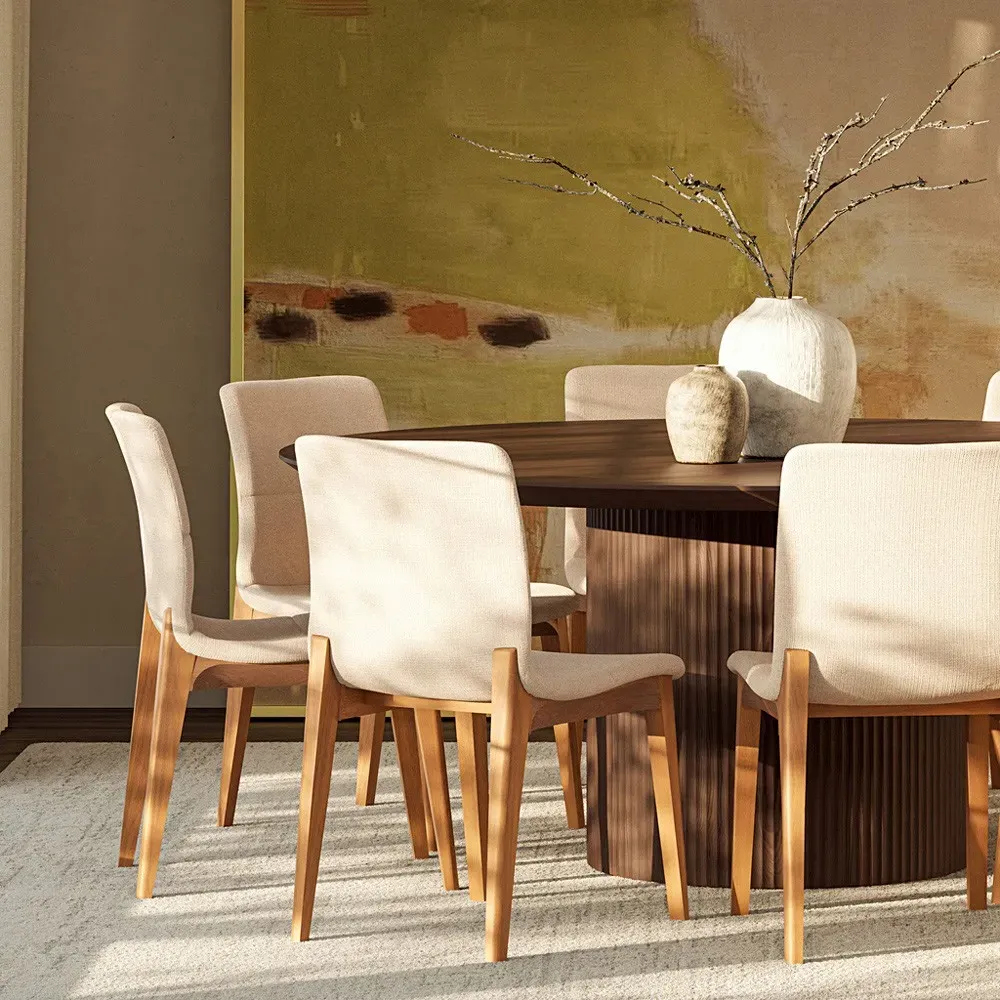 Mabel Round Dining Table - Brown, Oak