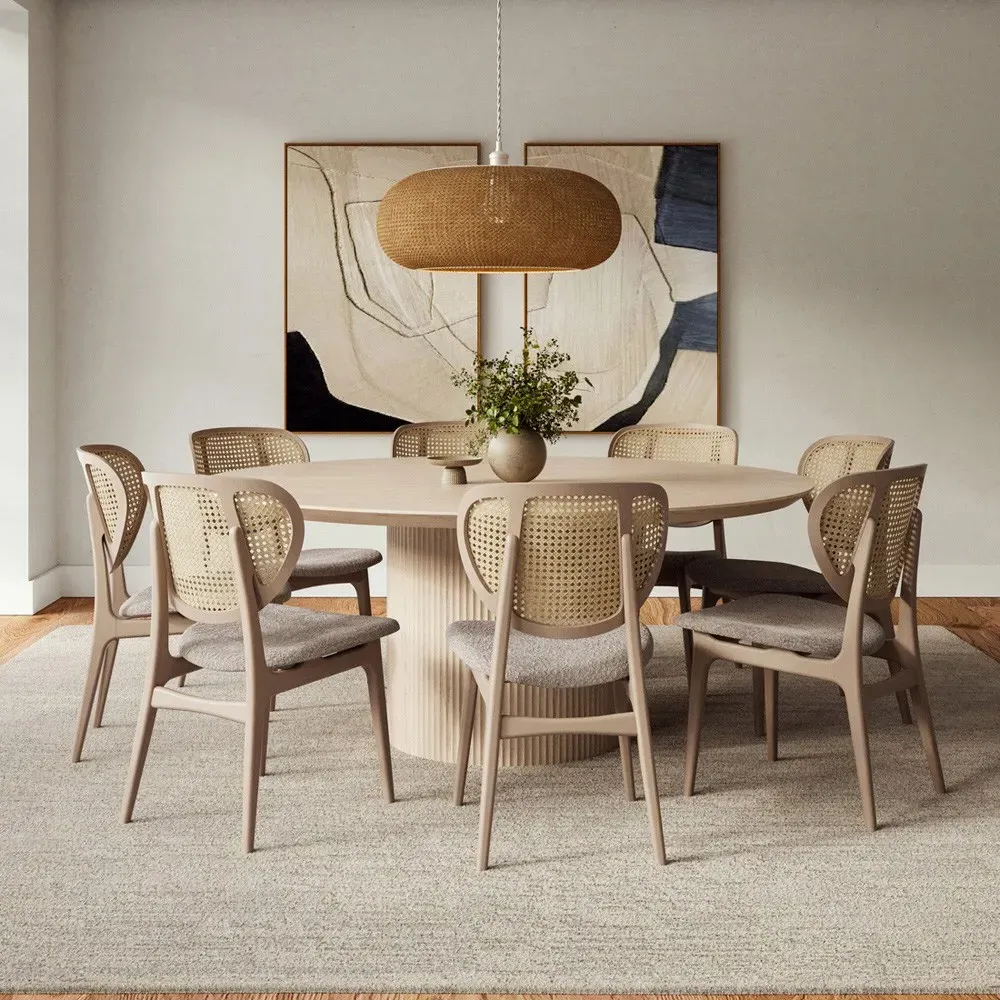 Mabel Round Dining Table - Off White, Oak
