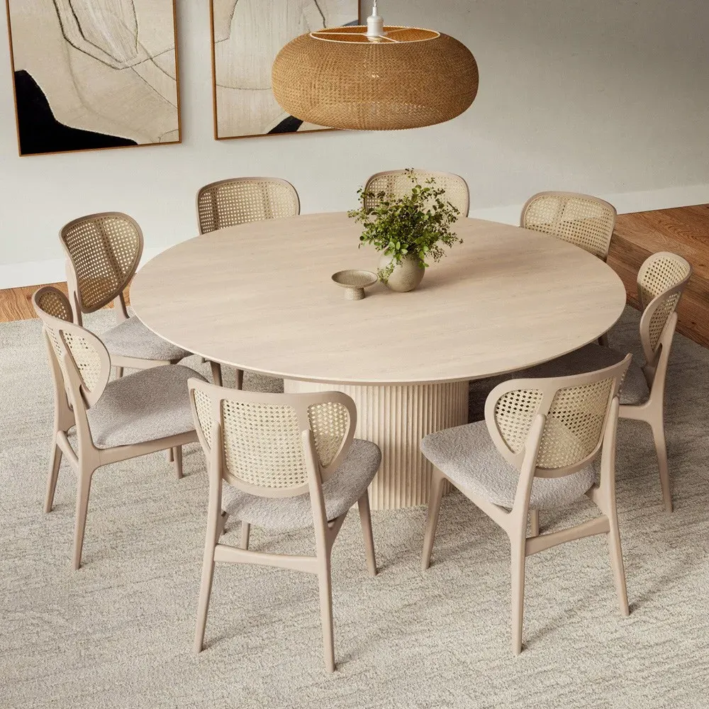 Mabel Round Dining Table - Off White, Oak