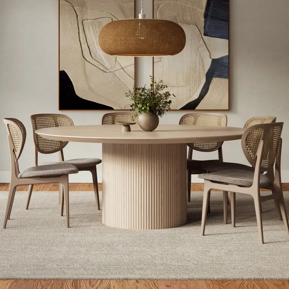 Mabel Round Dining Table - Off White, Oak