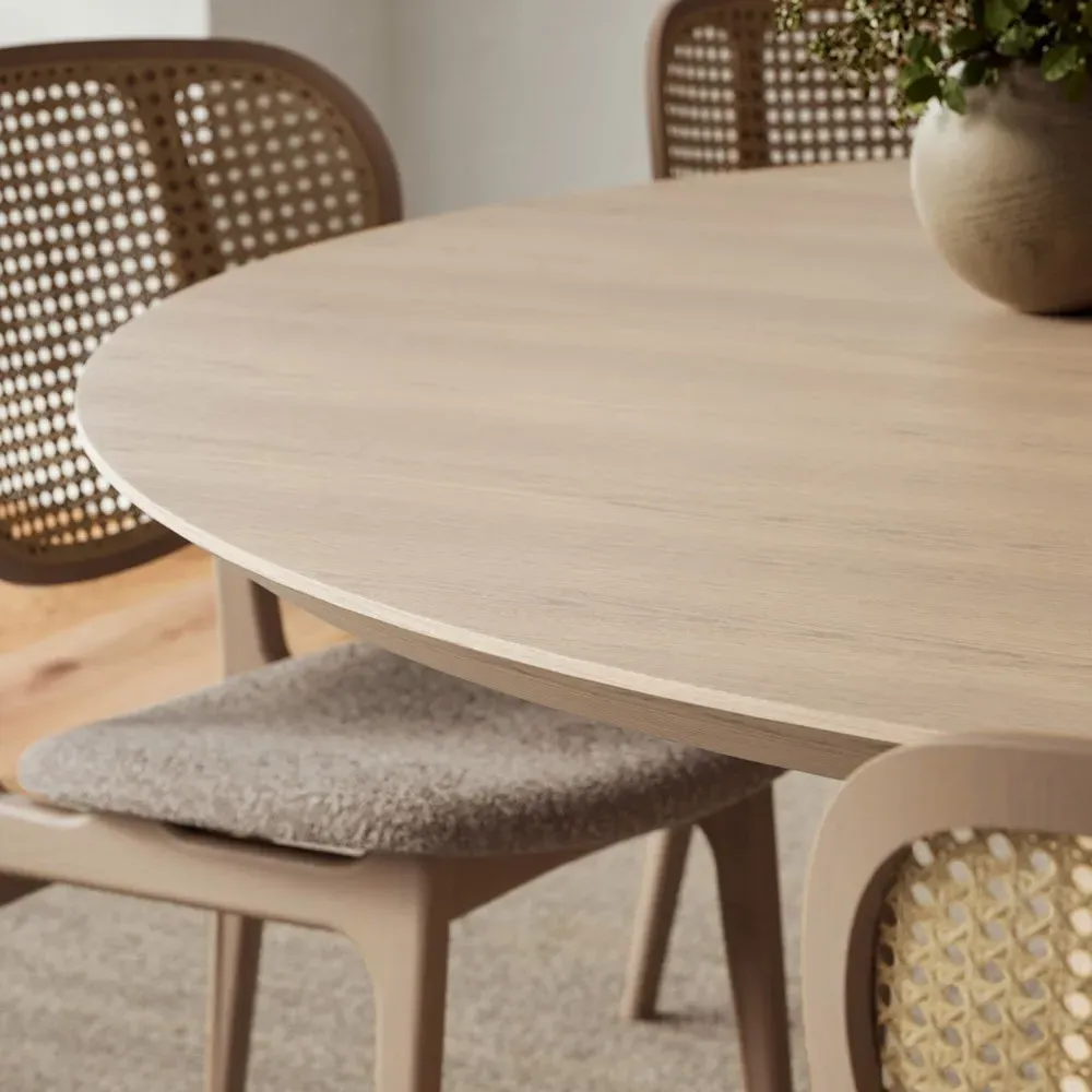 Mabel Round Dining Table - Off White, Oak