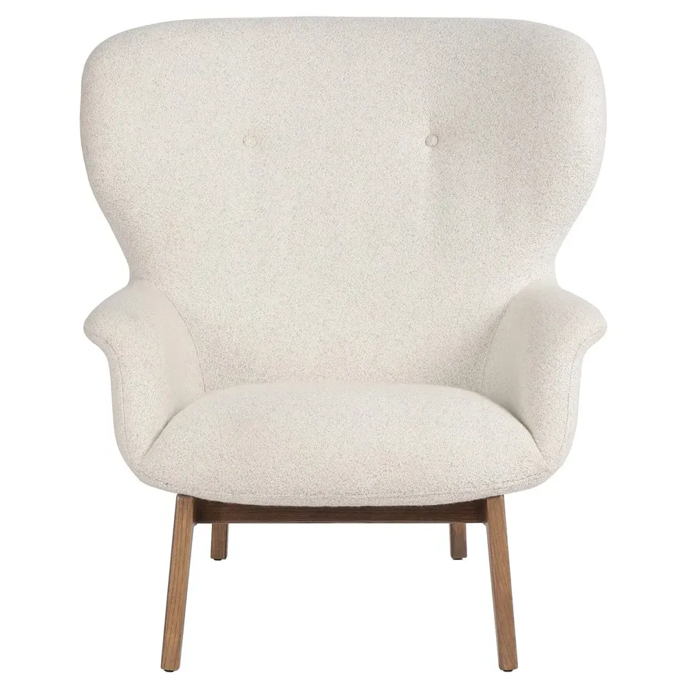 Mabel Wing Chair - Cream, Boucle