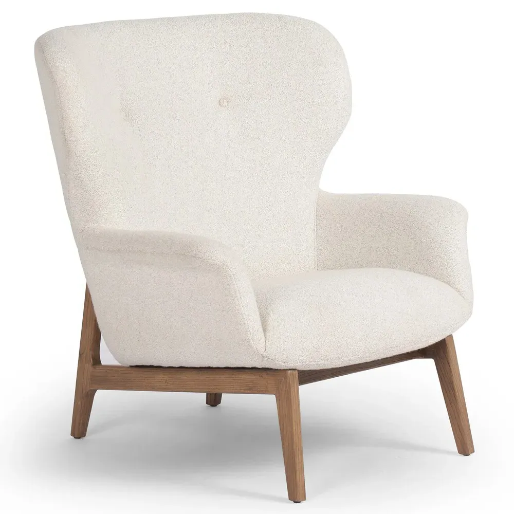 Mabel Wing Chair - Cream, Boucle