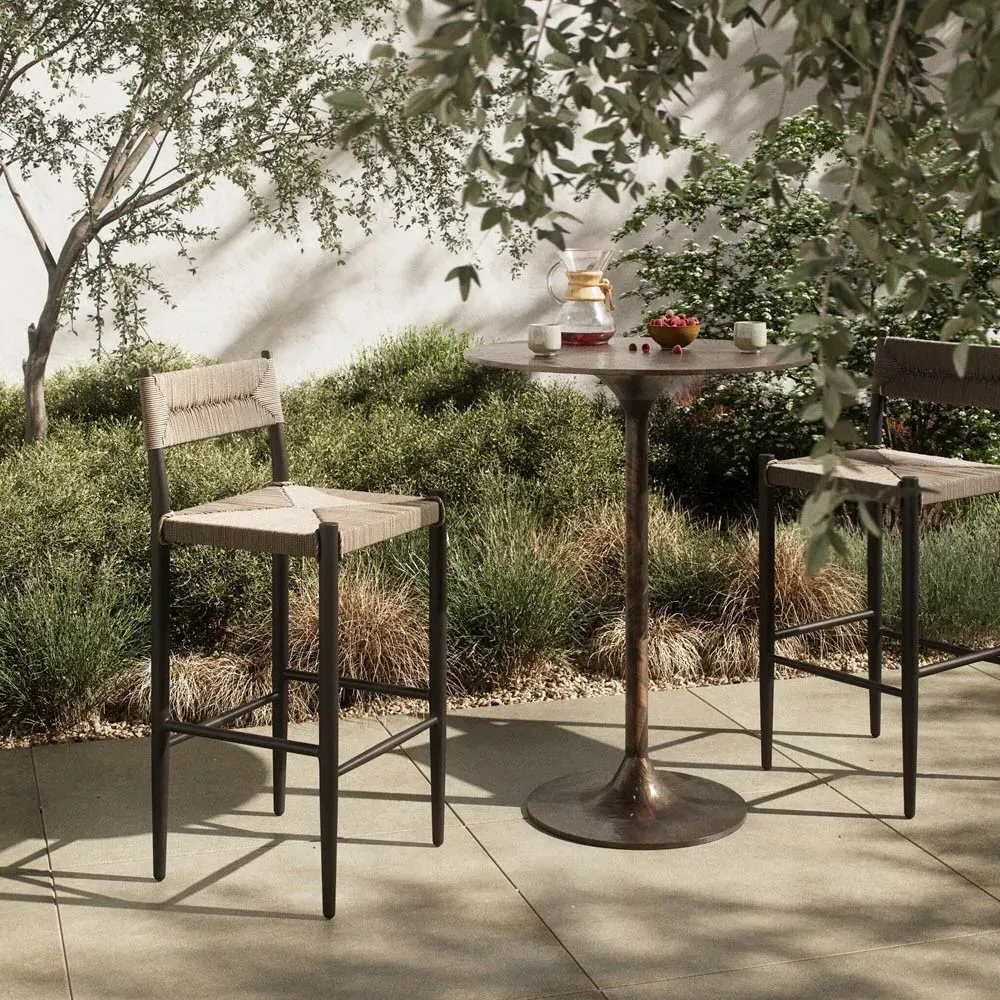 Mable Outdoor Bar Stool - Beige, Wicker