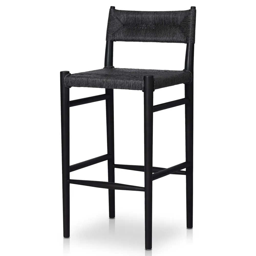 Mable Outdoor Bar Stool - Black, Wicker