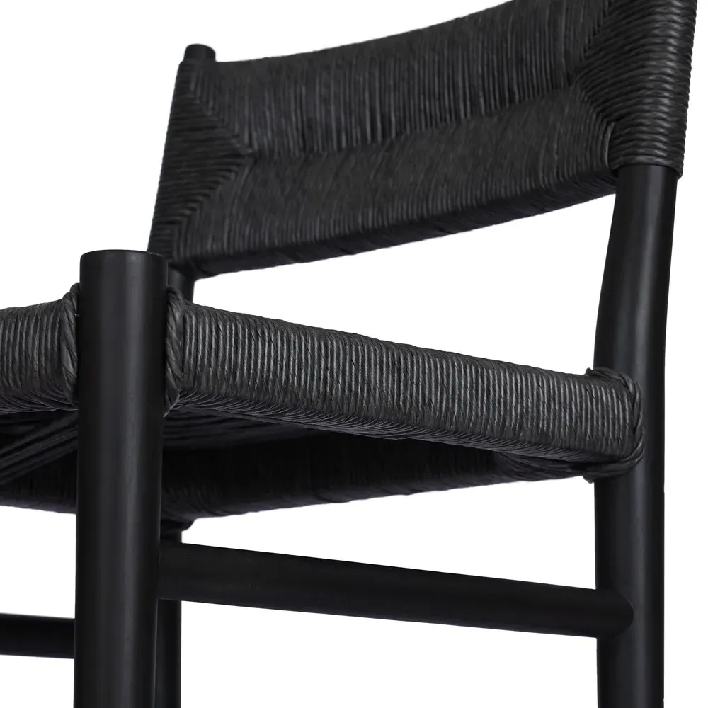 Mable Outdoor Bar Stool - Black, Wicker