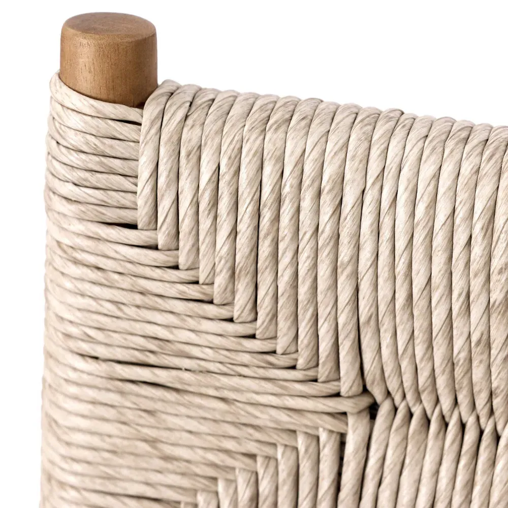 Mable Outdoor Bar Stool - Off White, Teak