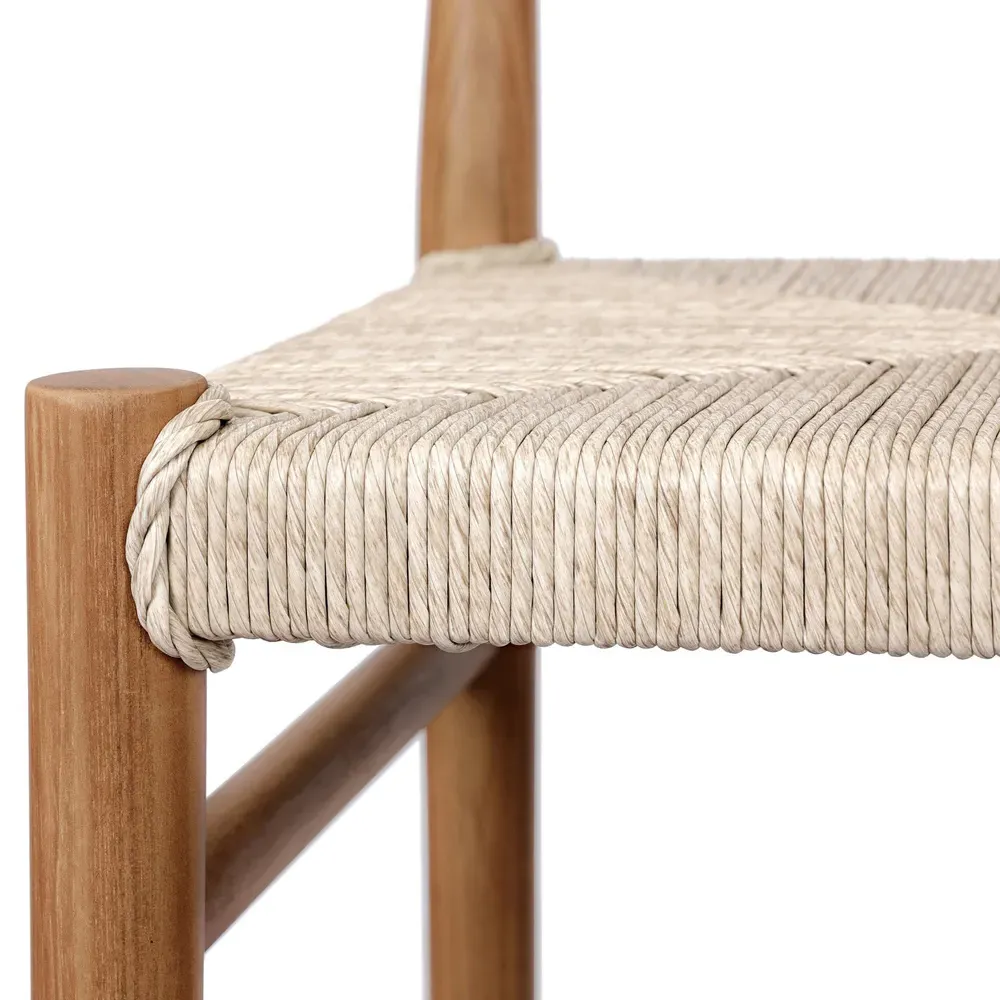 Mable Outdoor Bar Stool - Off White, Teak