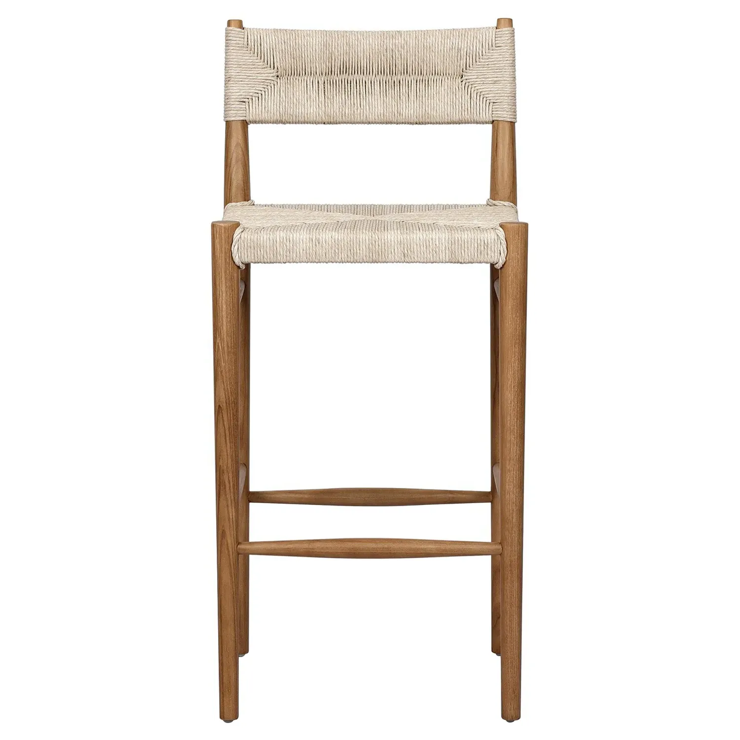 Mable Outdoor Bar Stool - Off White, Teak