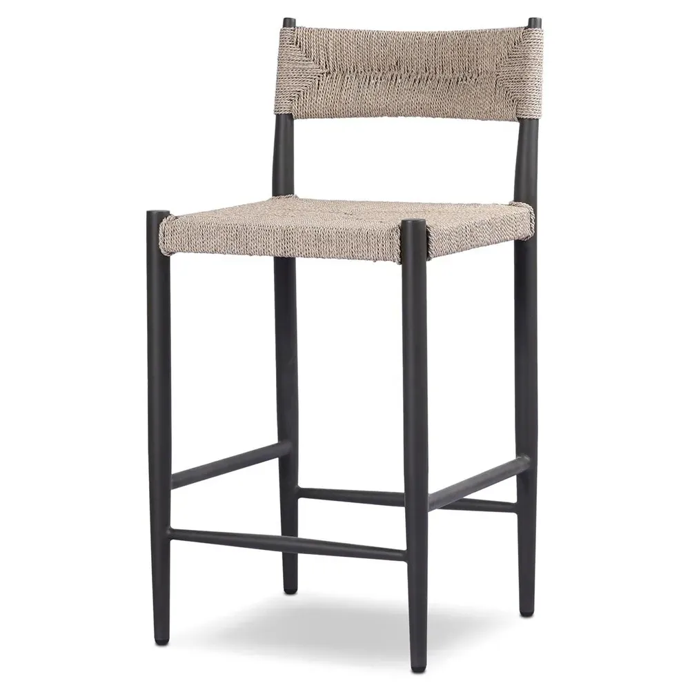 Mable Outdoor Counter Stool - Off White, Iron