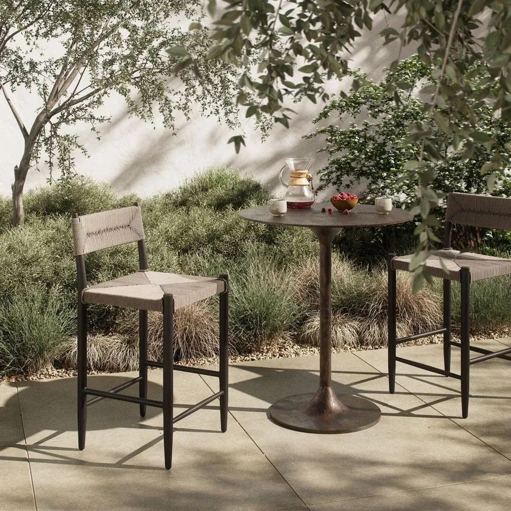 Mable Outdoor Counter Stool - Off White, Iron