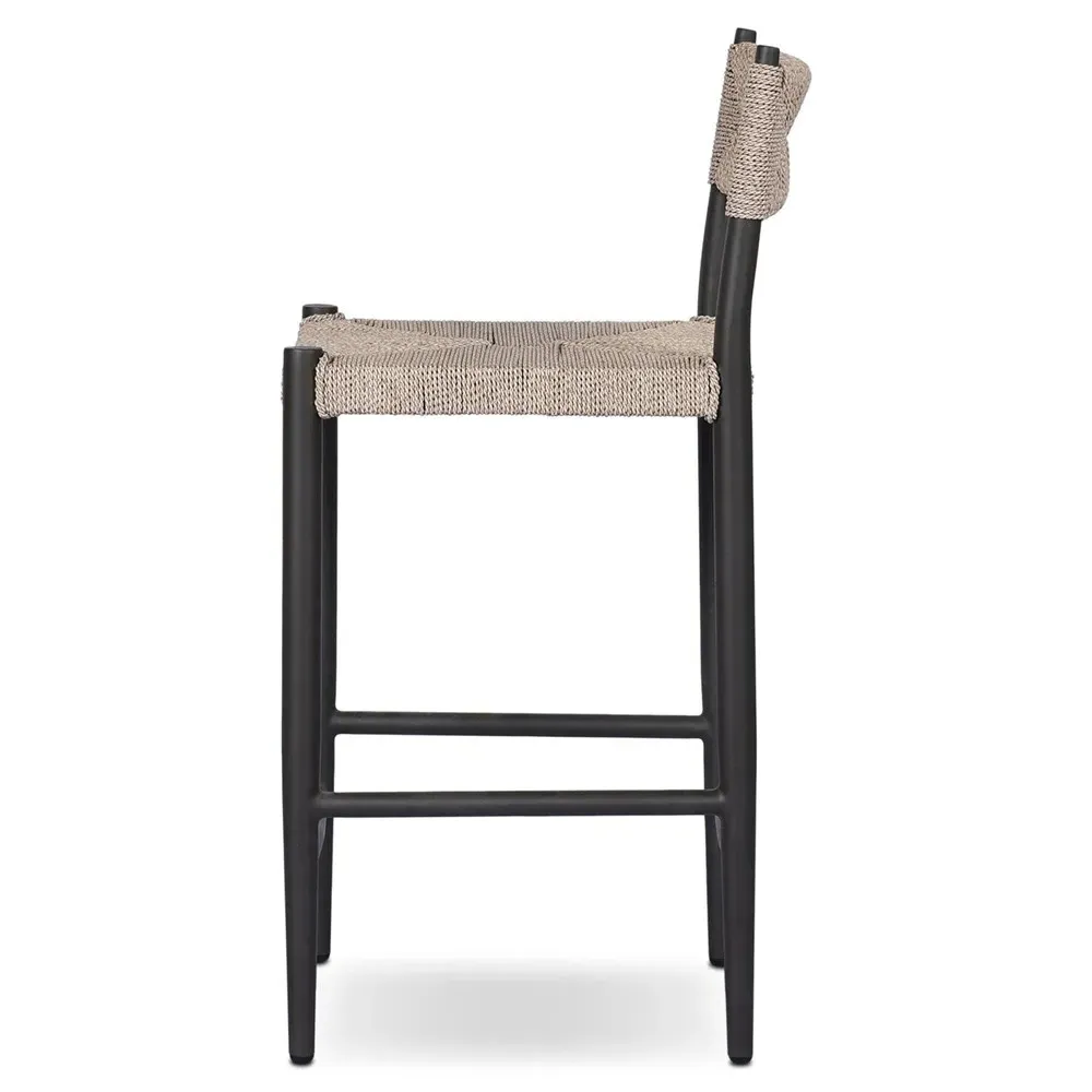 Mable Outdoor Counter Stool - Off White, Iron