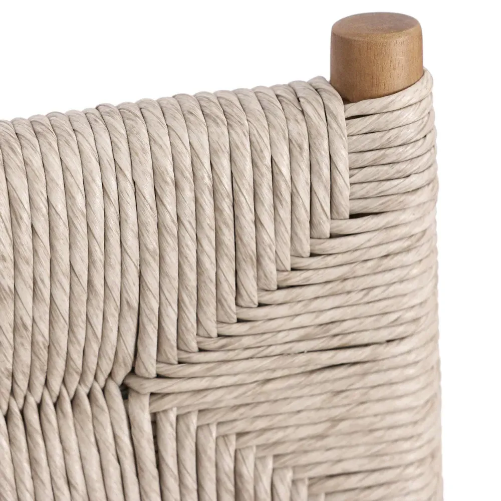 Mable Outdoor Counter Stool - Off White, Teak