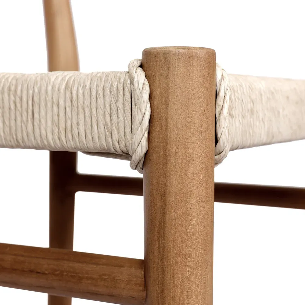 Mable Outdoor Counter Stool - Off White, Teak