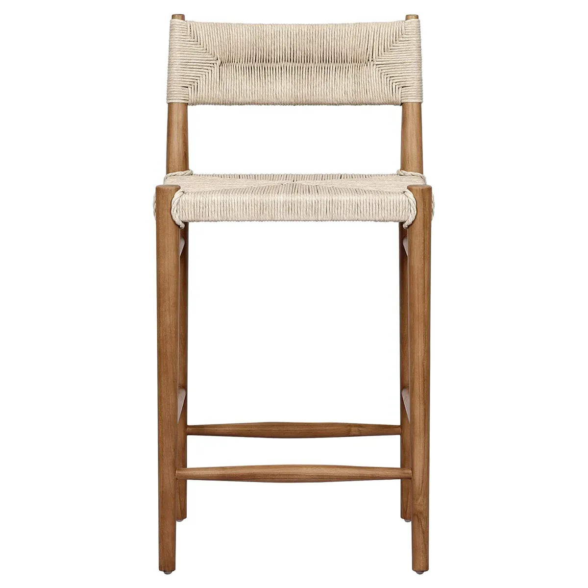 Mable Outdoor Counter Stool - Off White, Teak image