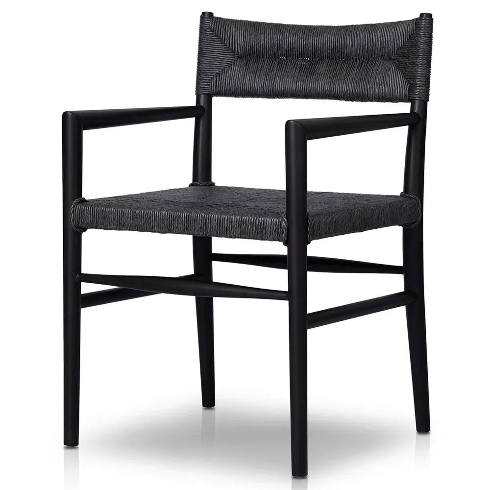 Mable Outdoor Dining Arm Chair - Black, Wicker