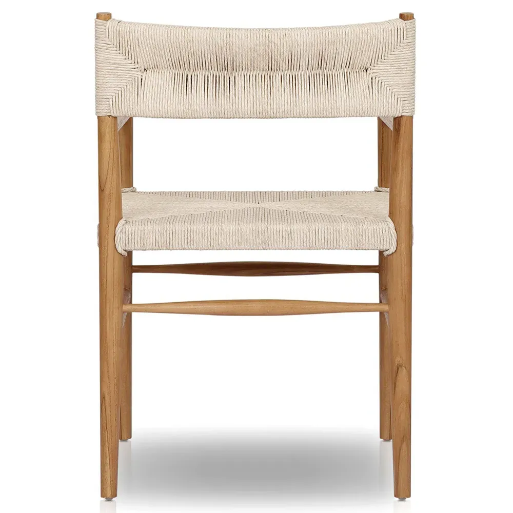 Mable Outdoor Dining Arm Chair - Off White, Teak