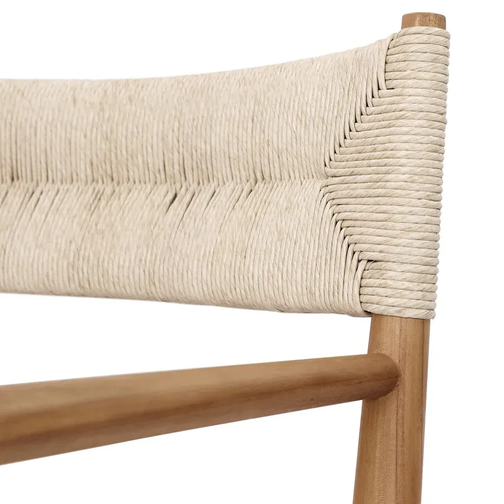 Mable Outdoor Dining Arm Chair - Off White, Teak