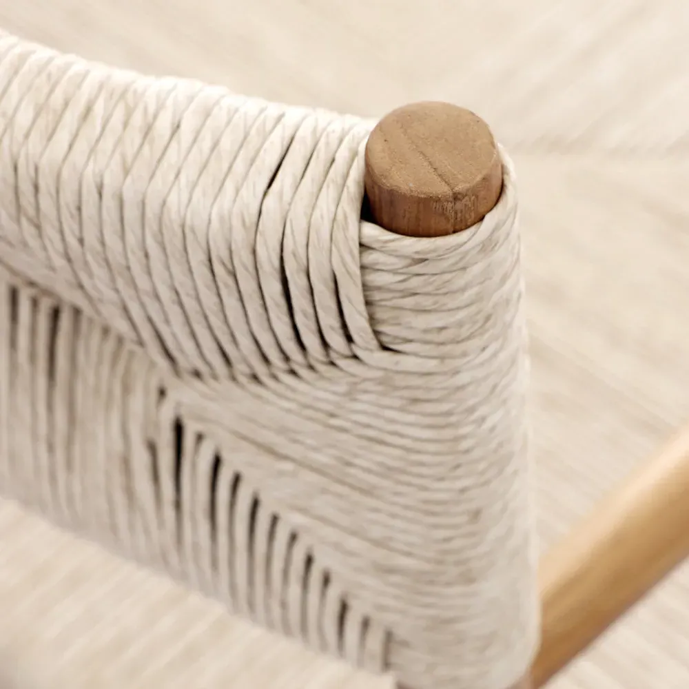 Mable Outdoor Dining Arm Chair - Off White, Teak