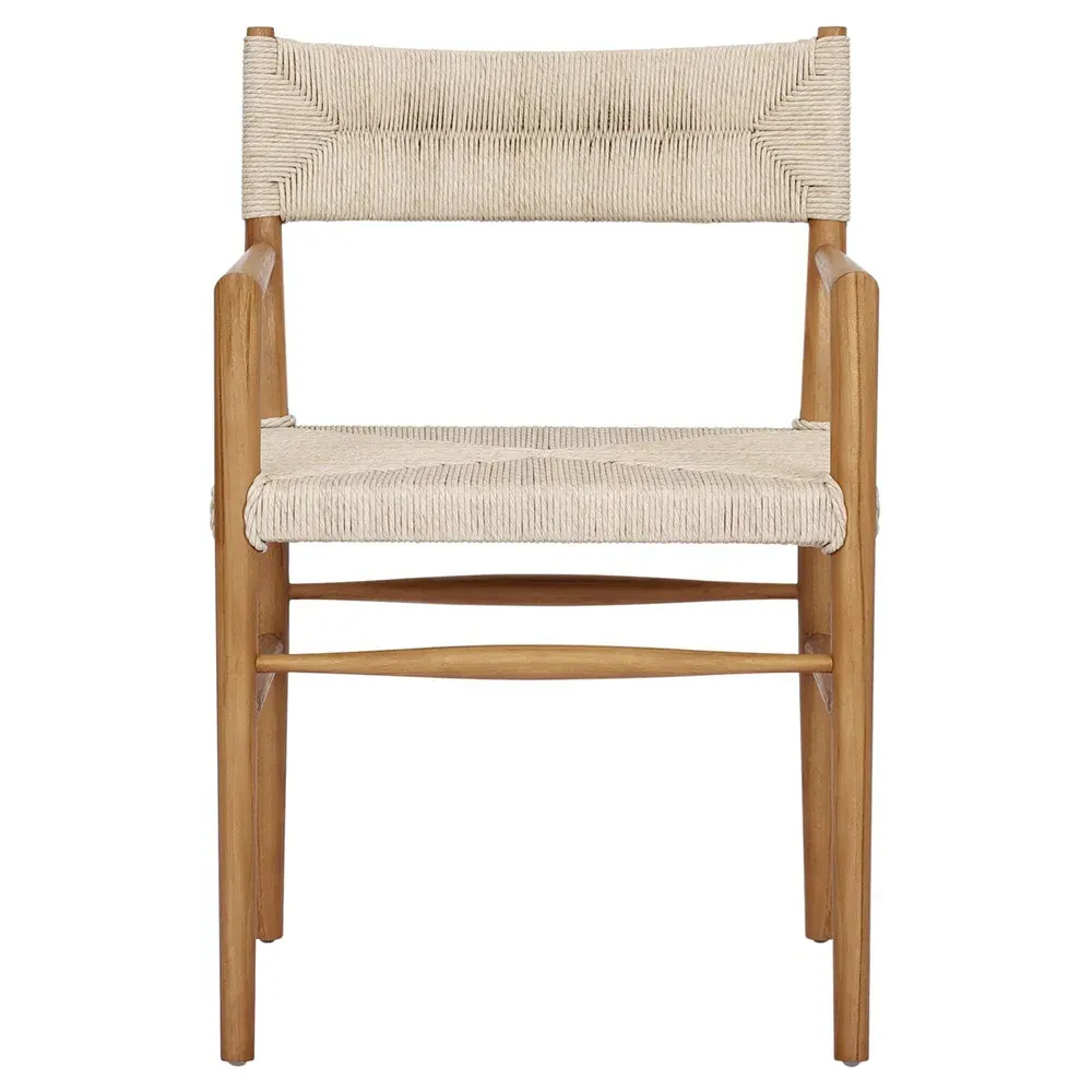 Mable Outdoor Dining Arm Chair - Off White, Teak