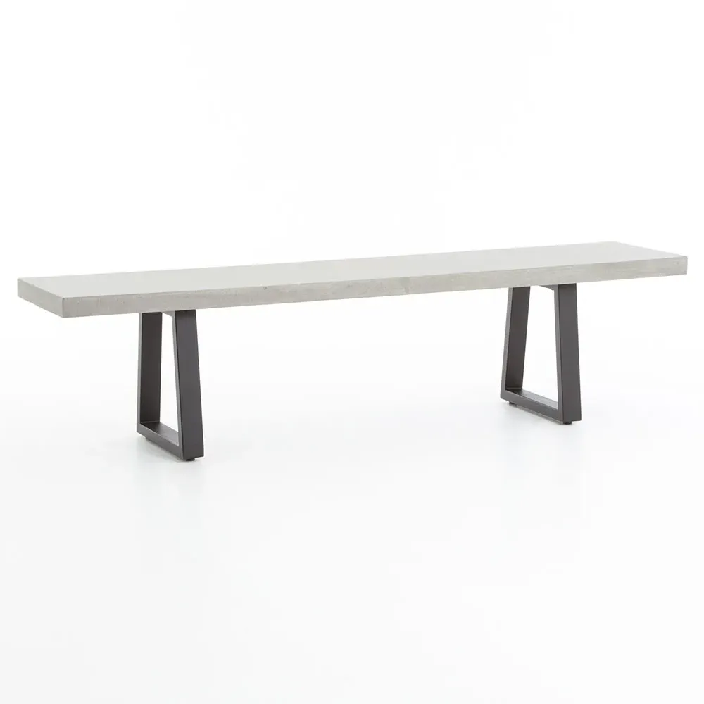 Maceo Outdoor Dining Bench - Grey, Iron