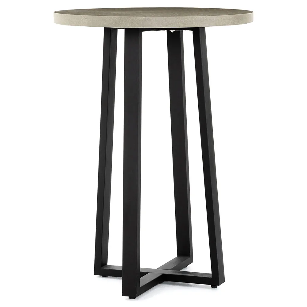 Maceo Round Bar Table - Grey, Lava Stone