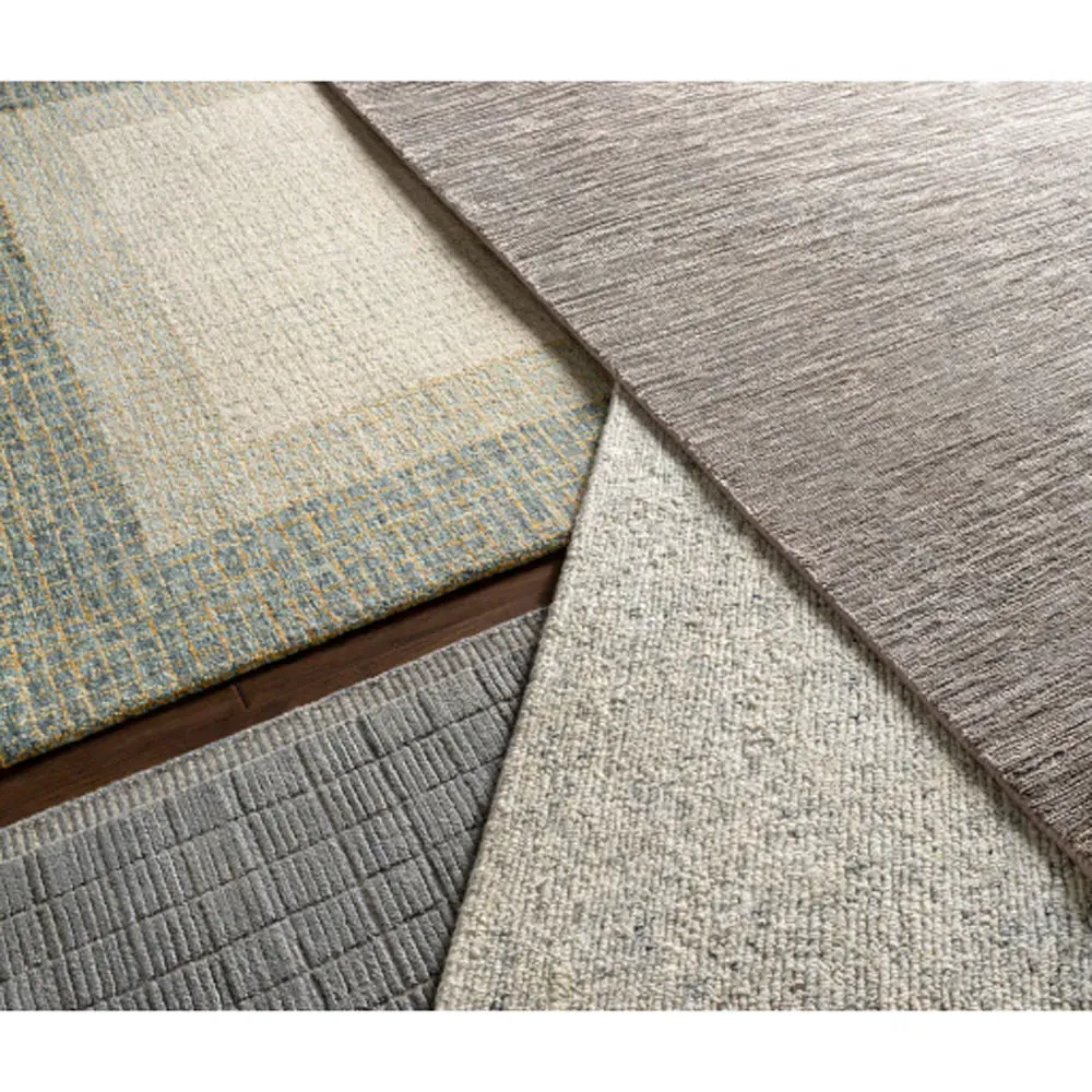 Machi Patterned Rug - Denim Blue, Viscose Wool