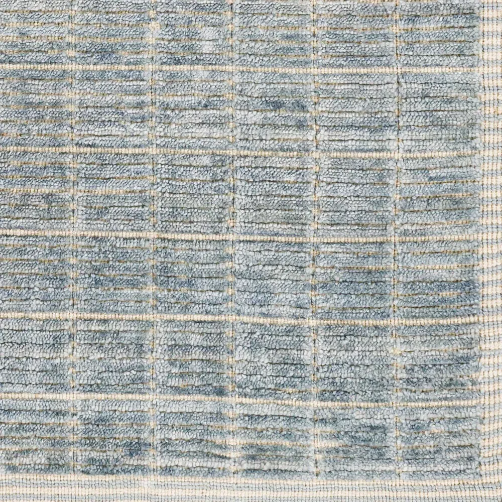 Machi Patterned Rug - Denim Blue, Viscose Wool