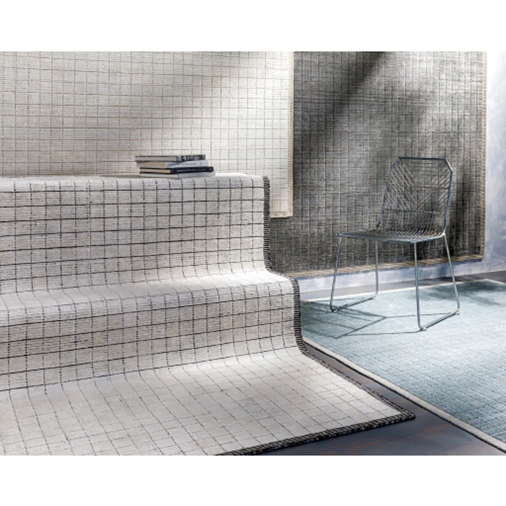 Machi Patterned Rug - Grey, Viscose Wool