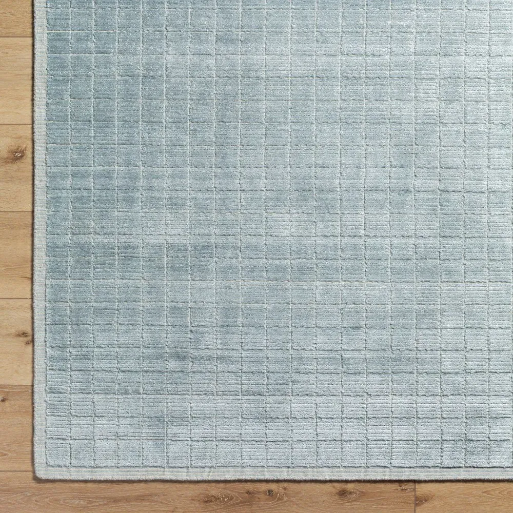 Machi Patterned Rug Sample - Denim Blue, Viscose Wool