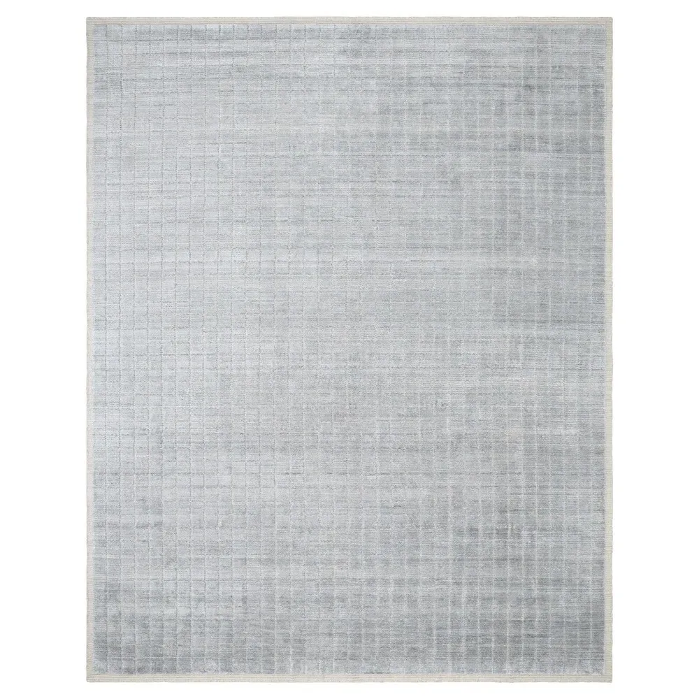 Machi Patterned Rug Sample - Denim Blue, Viscose Wool image