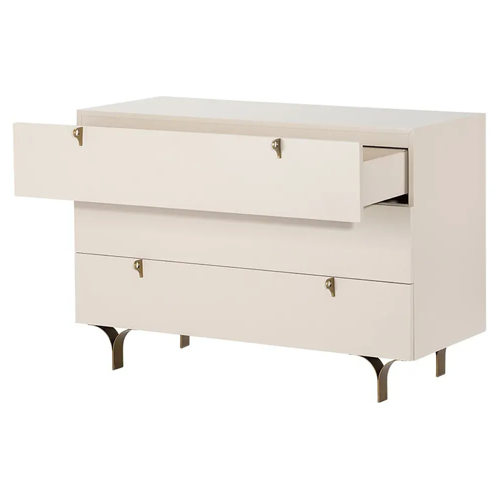 Macias 3 Drawer Dresser - Cream, Rubberwood