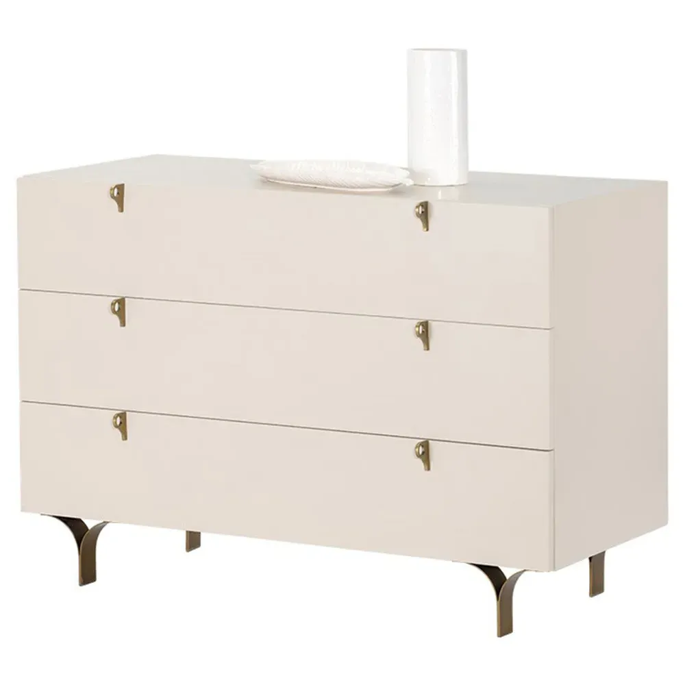 Macias 3 Drawer Dresser - Cream, Rubberwood