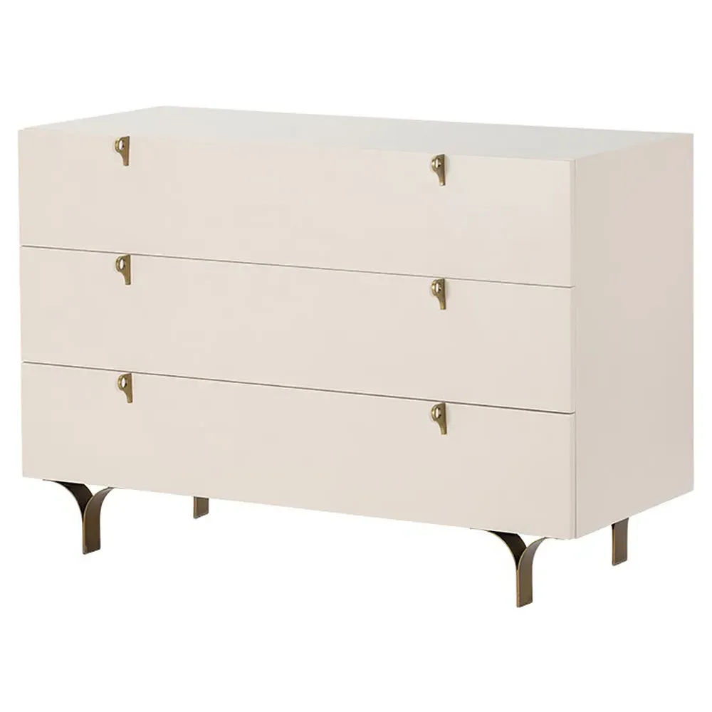 Macias 3 Drawer Dresser - Cream, Rubberwood