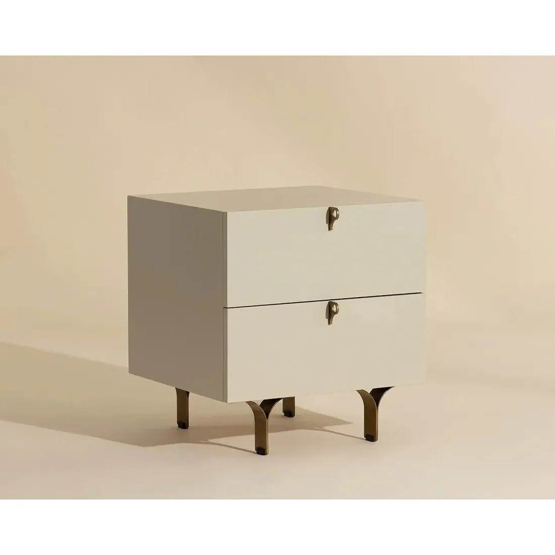 Macias Nightstand - Cream, Acacia Wood