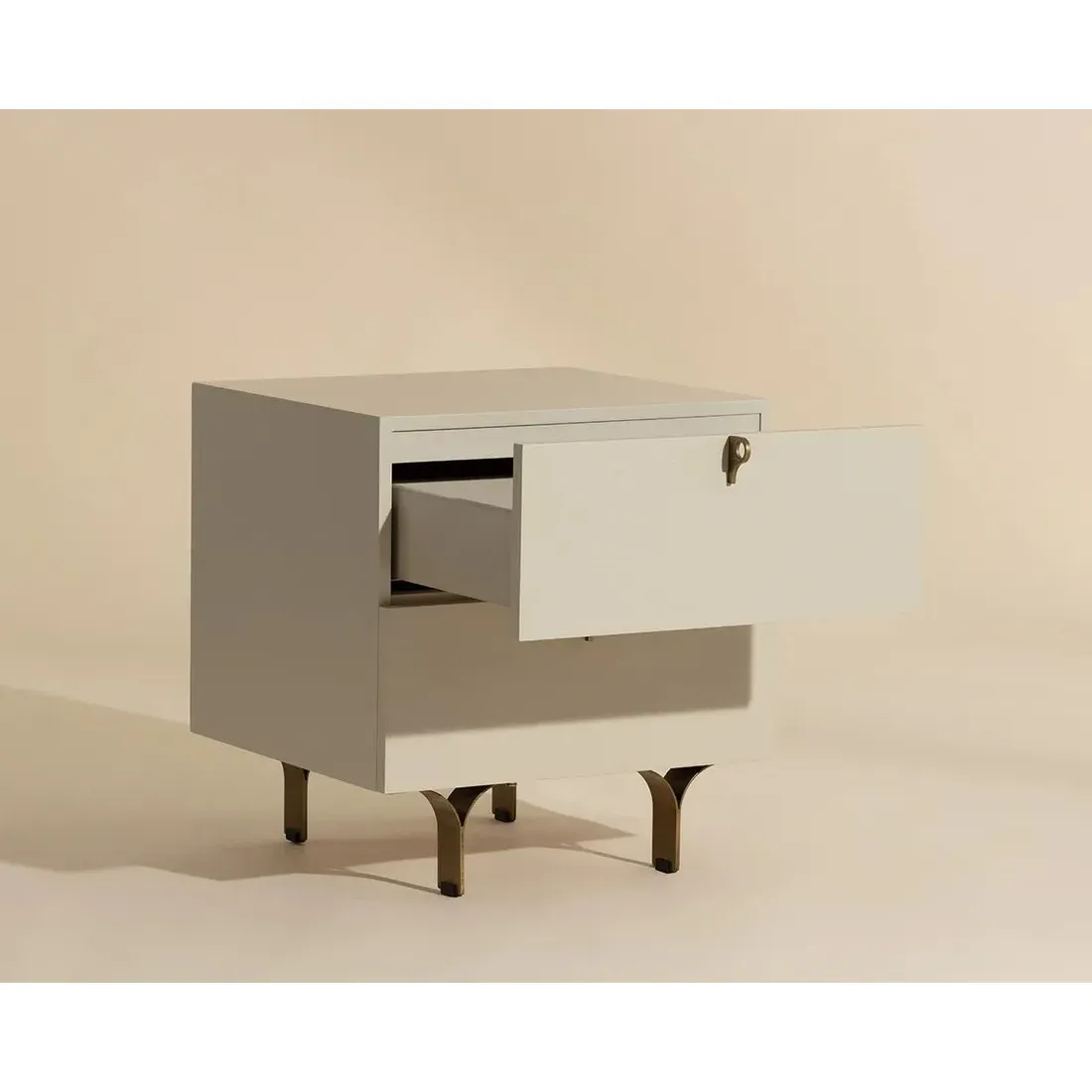 Macias Nightstand - Cream, Acacia Wood