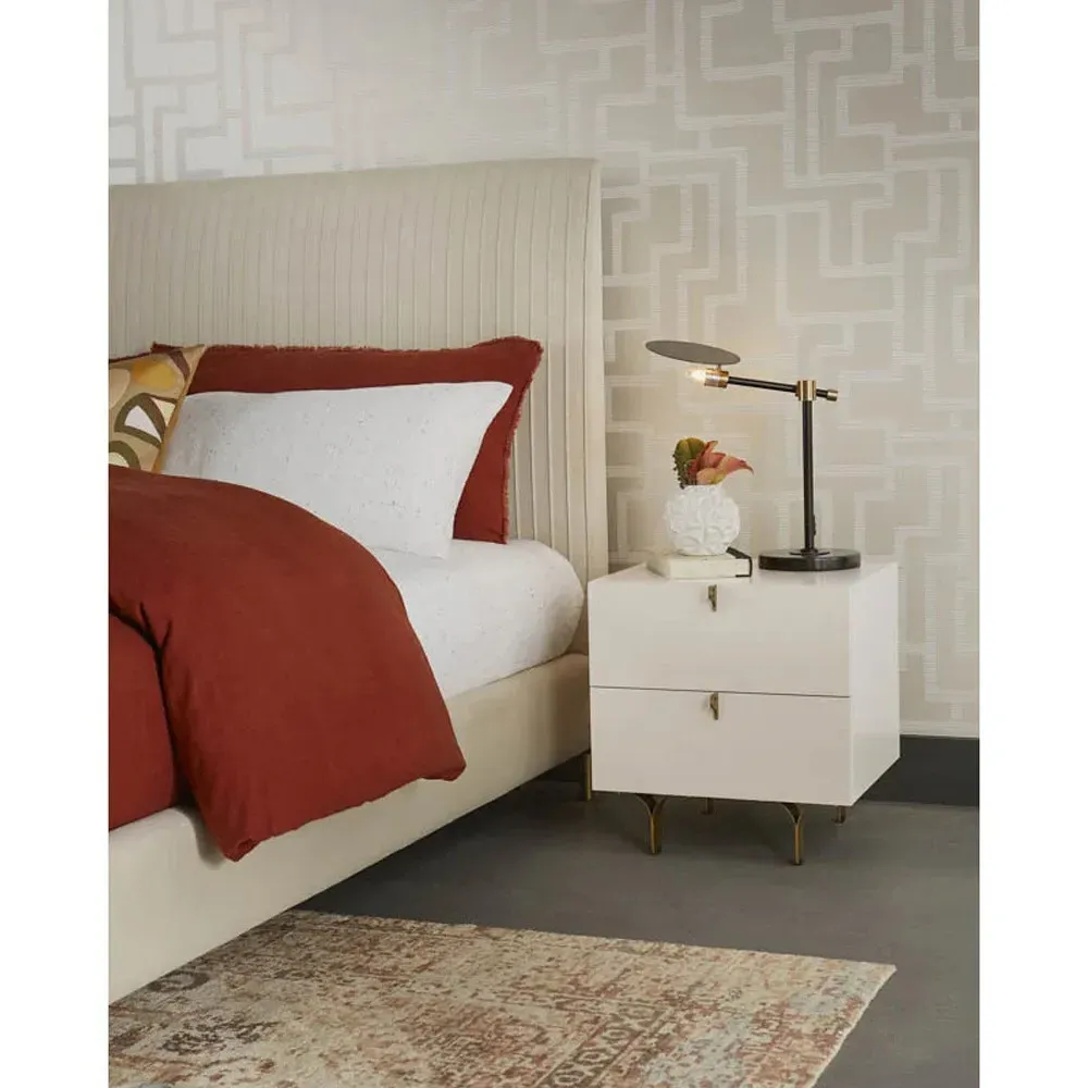 Macias Nightstand - Cream, Acacia Wood