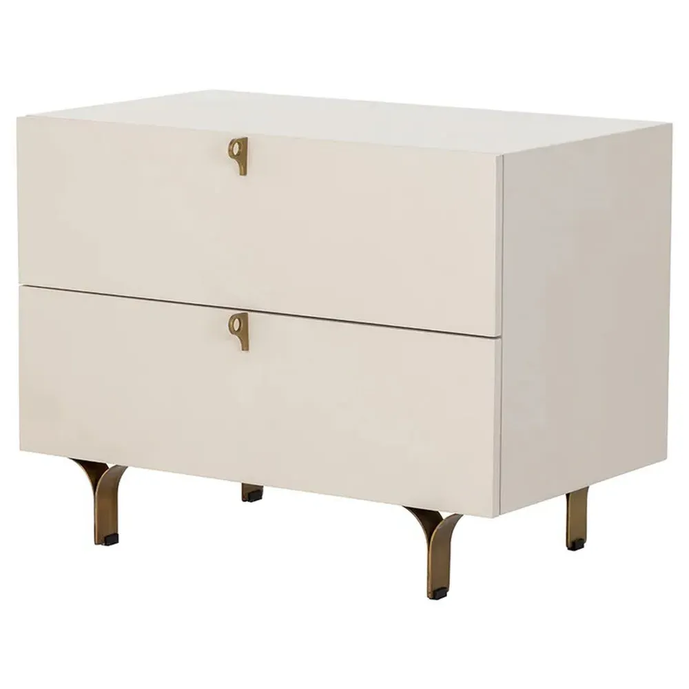 Macias Wide Nightstand - Cream, Acacia Wood