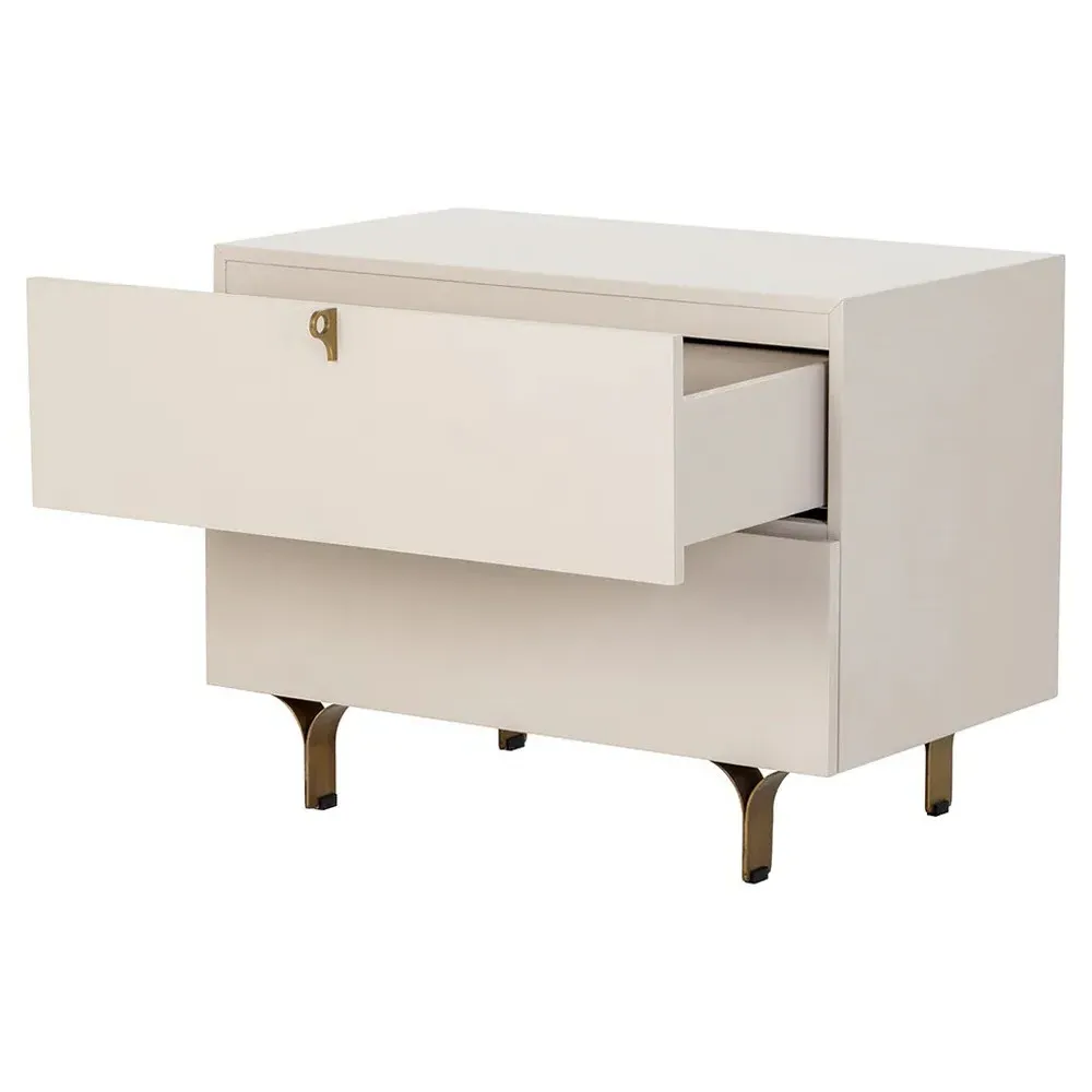 Macias Wide Nightstand - Cream, Acacia Wood