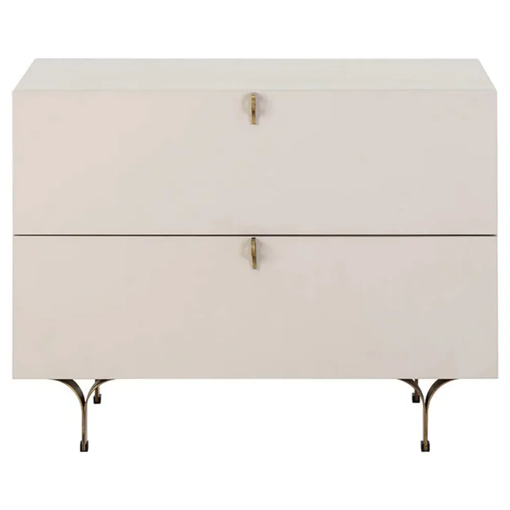 Macias Wide Nightstand - Cream, Acacia Wood