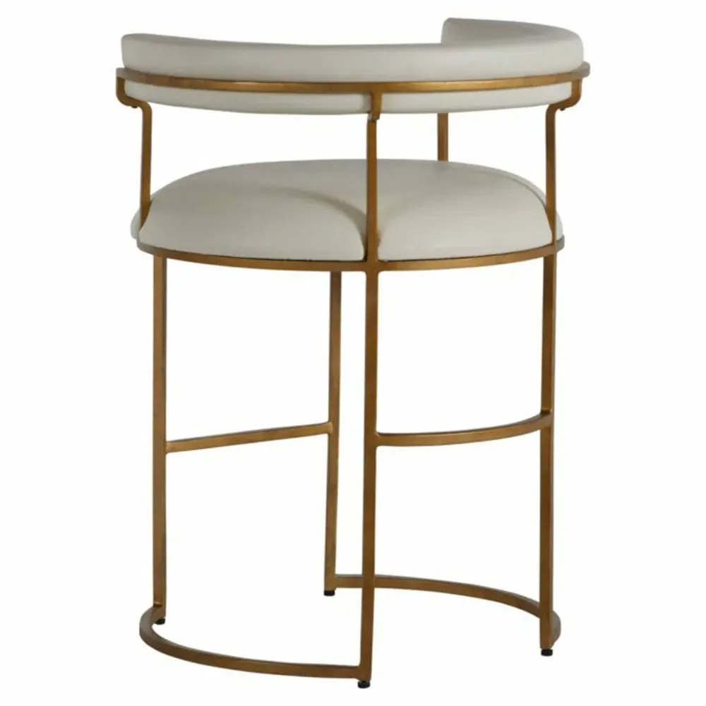 Mack Curved Back Counter Stool - White, Leather