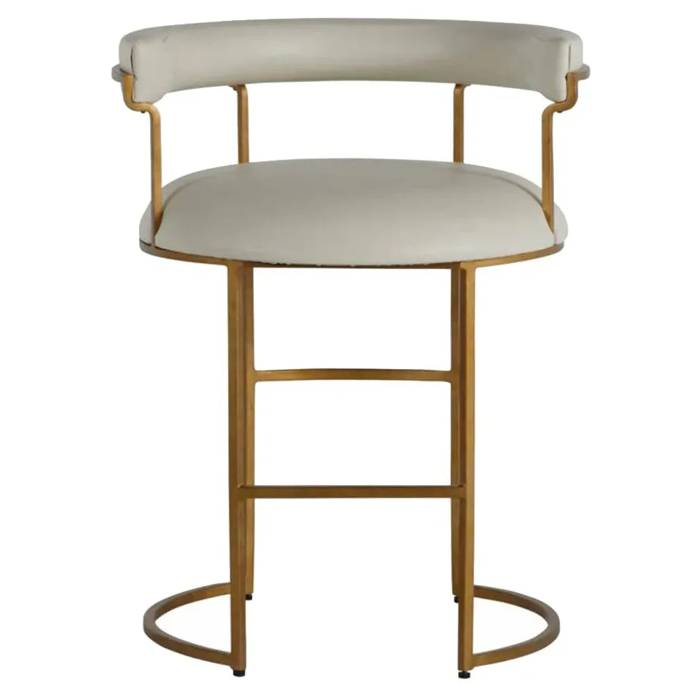 Mack Curved Back Counter Stool - White, Leather image