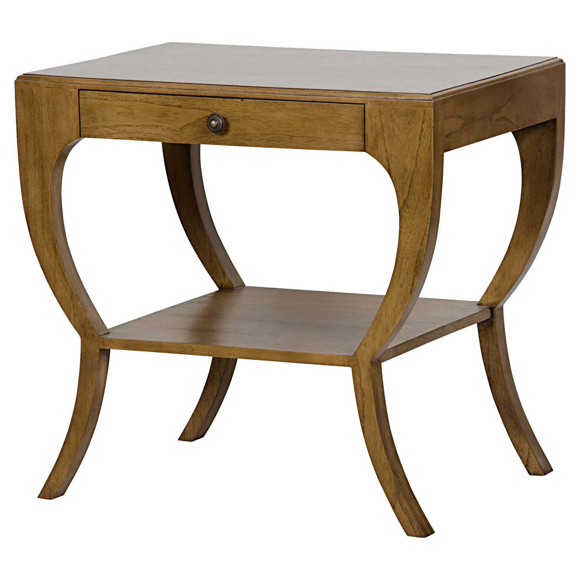 Mackenzie Square Side Table with Drawer - Brown, Mahogany