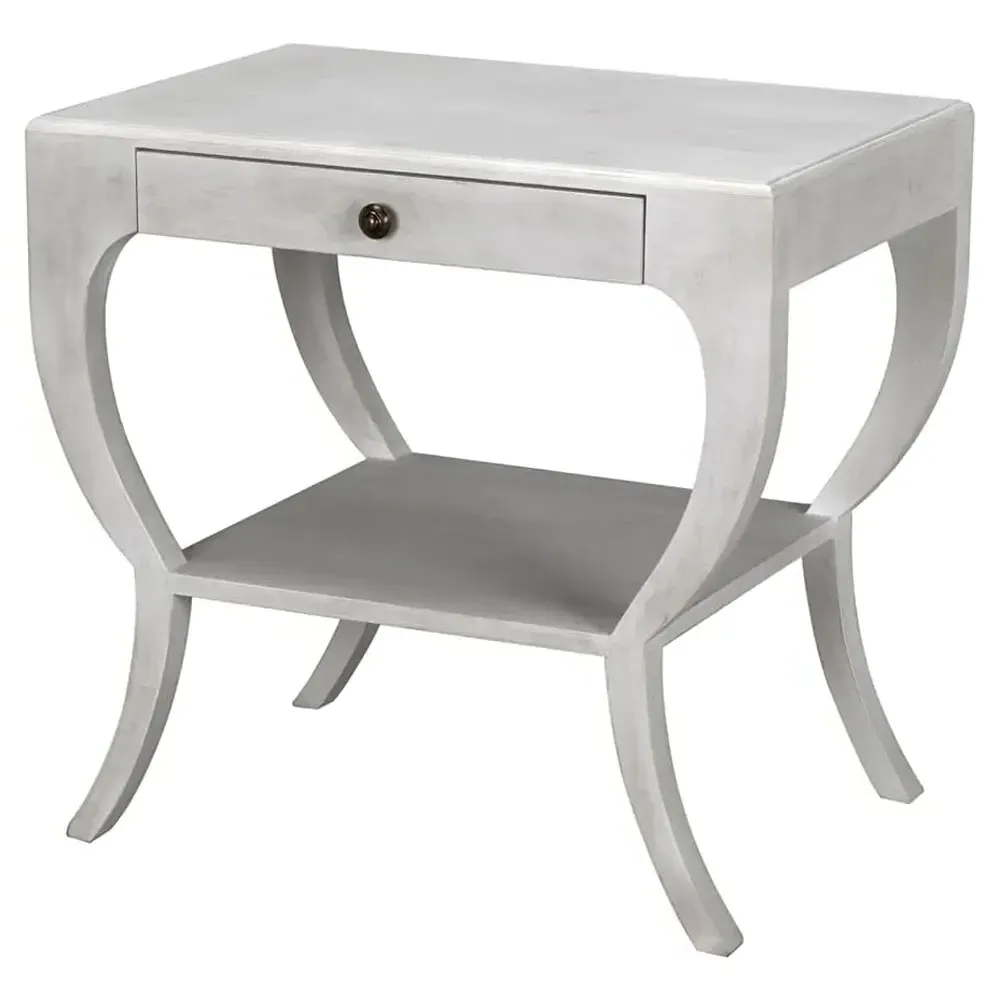 Mackenzie Square Side Table with Drawer - White, Mahogany
