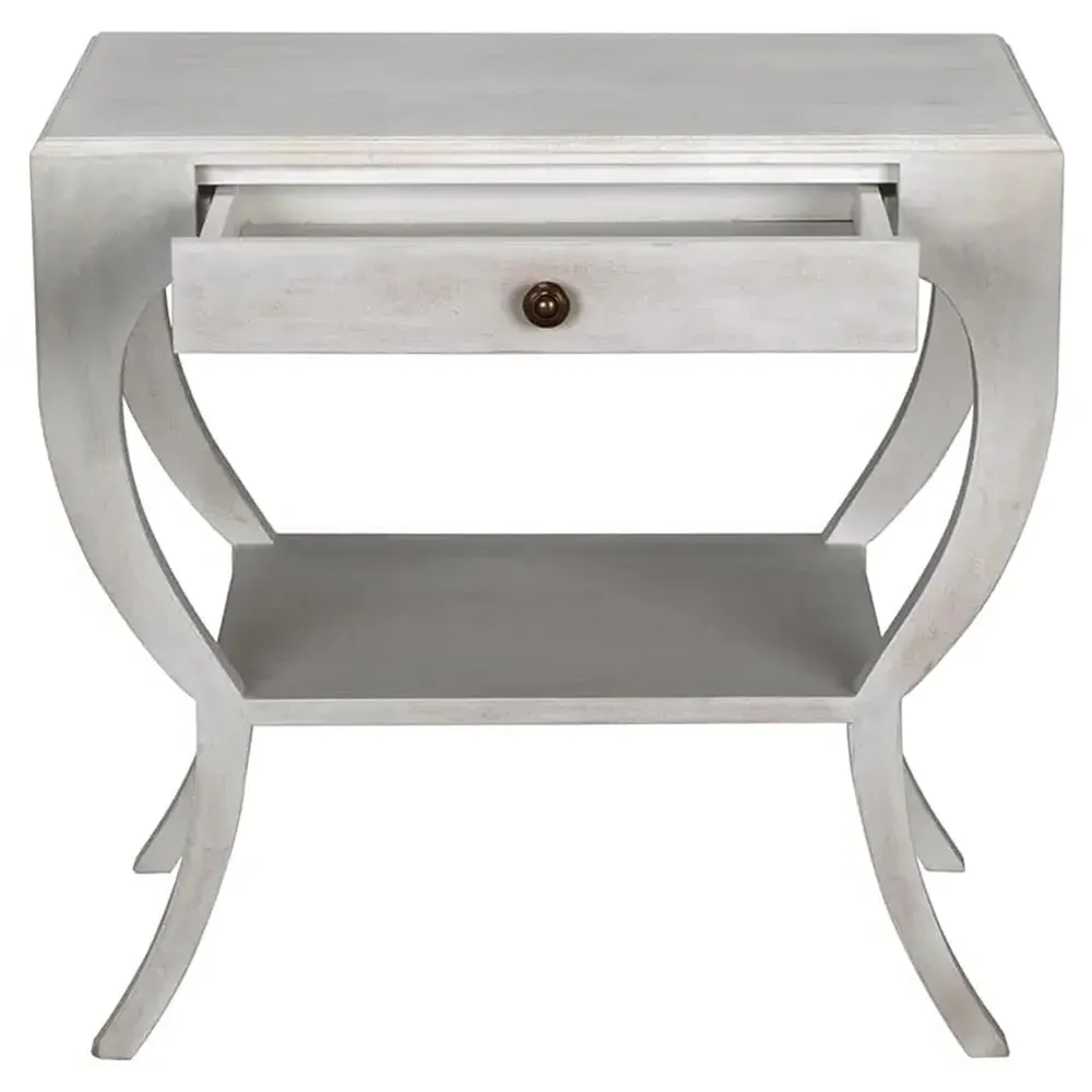 Mackenzie Square Side Table with Drawer - White, Mahogany